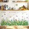 Green Grass Wall Corner Stickers Flowers Butterflies Wildflower Baseboard (Multi)